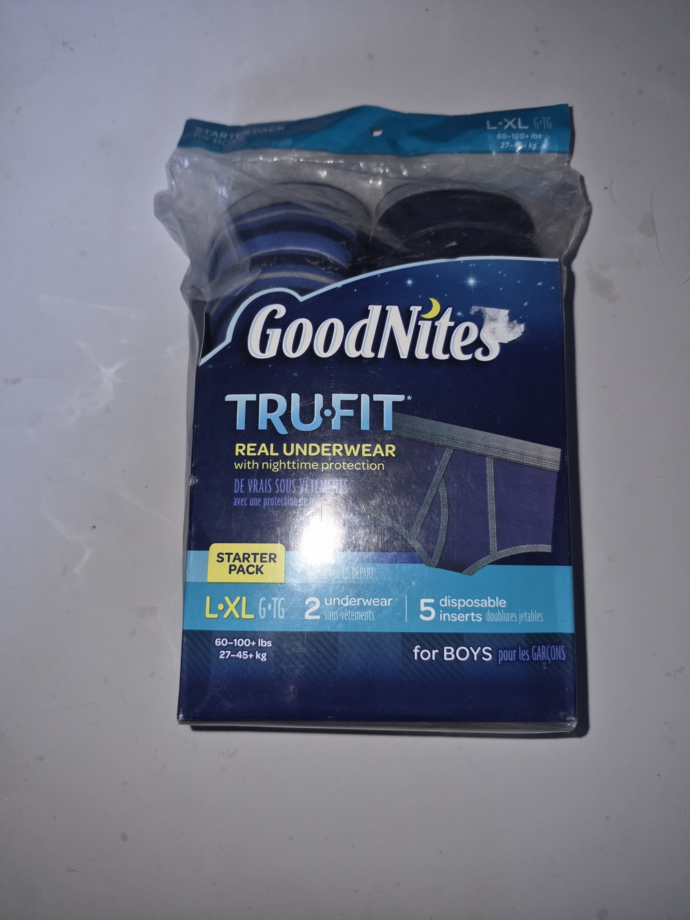 Goodnites Tru-Fit Boys Nighttime Underwear - Navy/Blue (L-XL) New Sealed